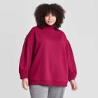 Women's Plus Size Long Sleeve Mock Turtleneck T-shirt - A New Day Rose