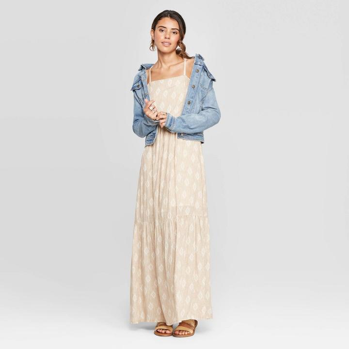 Target Women's Sleeveless Square Neck Tiered Maxi Dress - Universal Thread Cream