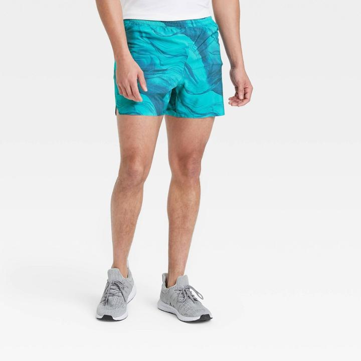 Men's 5 Printed Lined Run Shorts - All In Motion Dark Teal