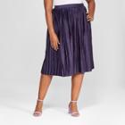 Women's Plus Size Pleated Midi Skirt - Ava & Viv Purple X