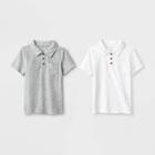 Toddler Boys' 2pk Short Sleeve Polo Shirt - Cat & Jack Heather Gray/white