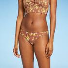 Juniors' Hipster Bikini Bottom - Xhilaration Multi Floral Print S, Blue/brown/yellow
