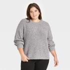 Women's Plus Size Crewneck Textured Pullover Sweater - Universal Thread Charcoal Heather
