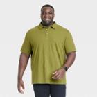 Men's Big & Tall Regular Fit Short Sleeve Slub Jersey Collared Polo Shirt - Goodfellow & Co Olive Green