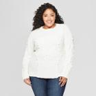 Plus Size Women's Plus Long Sleeve Novelty Cable Knit Pullover Sweater - Ava & Viv Cream (ivory) X