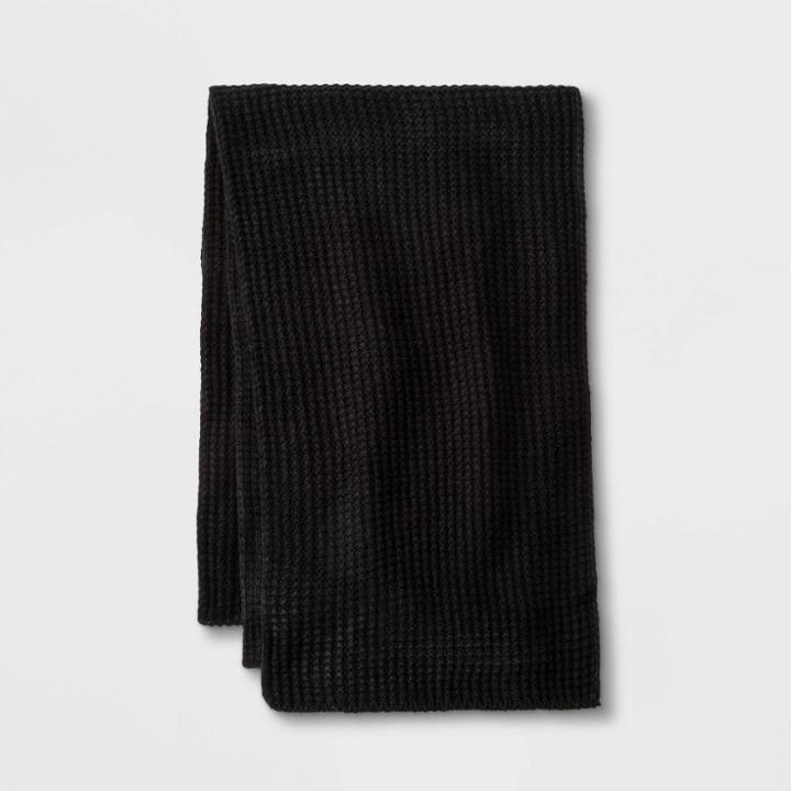 Men's Waffle Knit Oblong Scarf - Goodfellow & Co Black