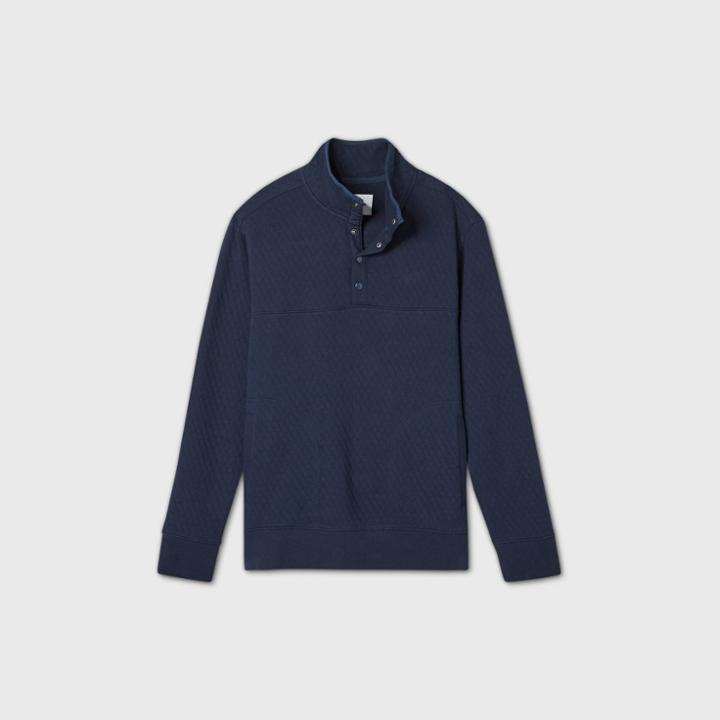 Men's Standard Fit 1/4 Snap Fleece Sweatshirt - Goodfellow & Co Blue