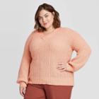 Women's Plus Size V-neck Pullover Sweater - Ava & Viv Coral X, Women's, Pink
