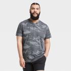 Men's Camo Print Short Sleeve Henley T-shirt - All In Motion Black Camo S, Men's, Size: Small, Black Green