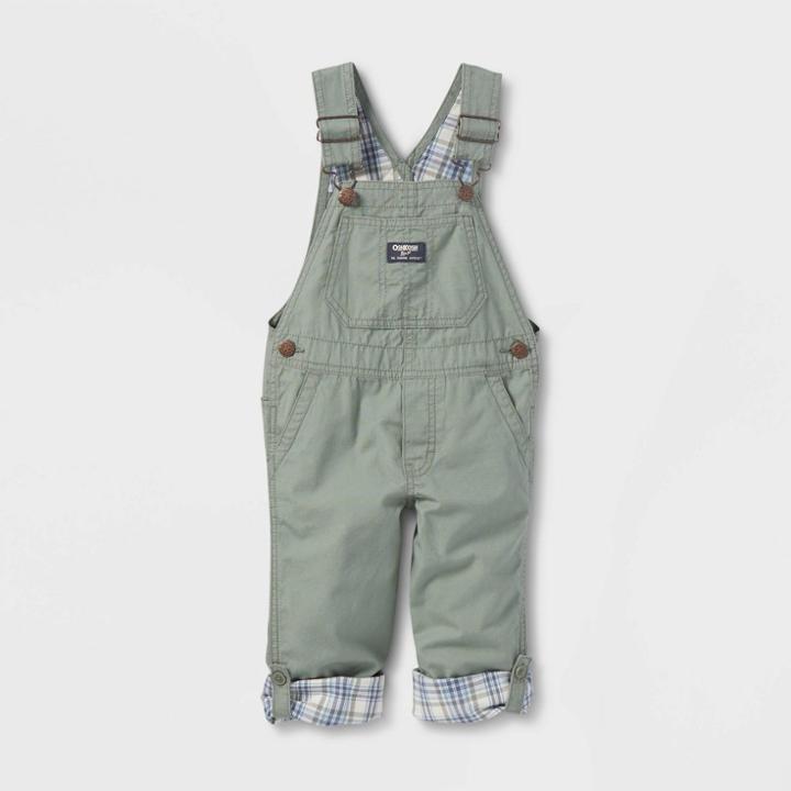 Oshkosh B'gosh Toddler Boys' Plaid Overalls - Olive Green