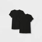 Women's Short Sleeve Ribbed 2pk Bundle T-shirt - A New Day Black/black