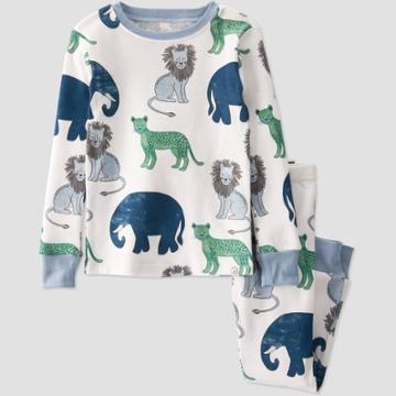 Toddler Boys' 2pc Organic Cotton Wildlife Sleepwear Pajama Set - Little Planet By Carter's White/blue
