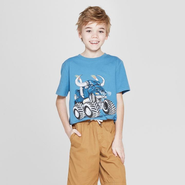 Boys' Monster Truck Short Sleeve Graphic T-shirt - Cat & Jack Blue