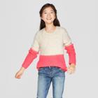 Girls' Color Block Pullover Sweater - Cat & Jack Brown/coral
