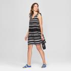 Women's Striped Tie Shoulder Swing Dress - Spenser Jeremy - Black/white 10,