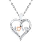 Target 0.02 Ct. T.w. Round White Diamond Prong Set Heart Pendant In 10k Rosegold Over Sterling