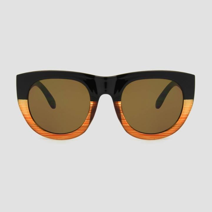 Women's Surf Sunglasses With Brown Solid Lenses - A New Day Black