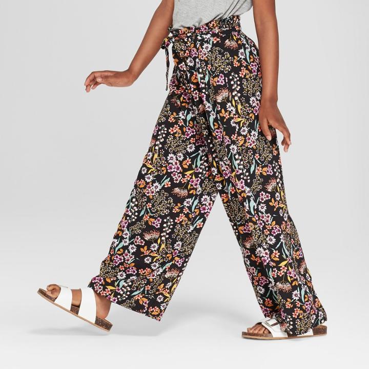 Girls' High Waist Print Pants - Art Class Black