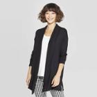 Women's Casual Fit Long Sleeve Open Knit Cardigan - A New Day Black