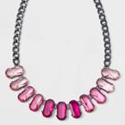 Oval Drop Rhinestone Collar Necklace - A New Day Pink