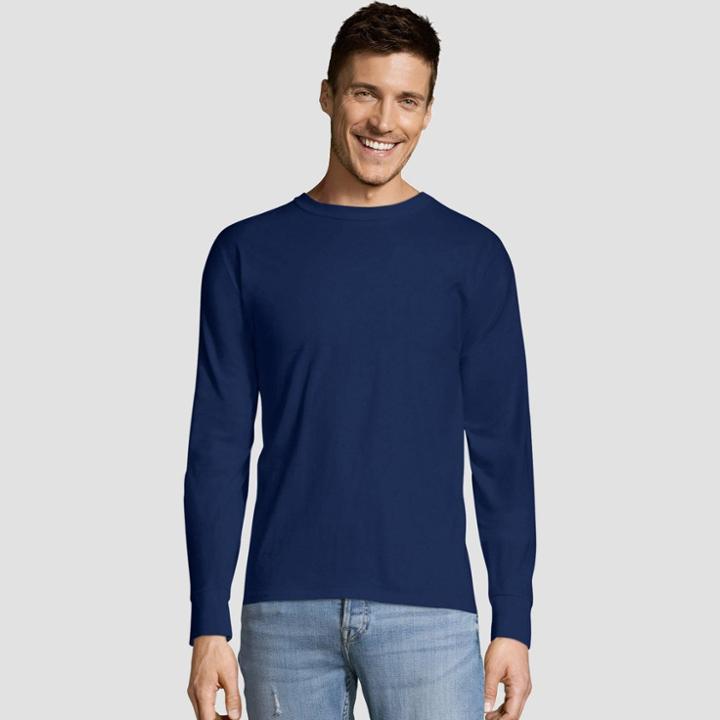 Hanes Men's Long Sleeve 4pk Comfort Soft Crew T-shirt - Navy (blue)