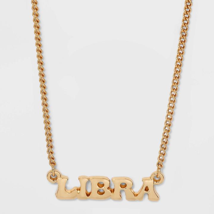 Zodiac Libra Pendant Necklace - Wild Fable Gold