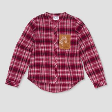 Girls' Spirit Riding Free Flannel Long Sleeve Button-down Shirt - Burgundy Xs,