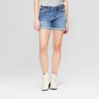 Women's Mid-rise Rolled Hem Boyfriend Shorts - Universal Thread Medium Wash