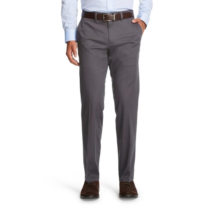 Haggar H26 - Men's Big & Tall No Iron Stretch Straight Fit Pants Dark Grey