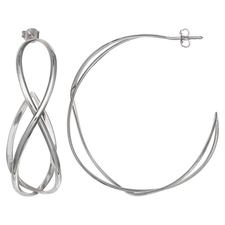 Distributed By Target Women's Braided Hoop Earrings In Silver Plate - Gray (50mm),