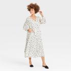 Women's Printed Long Sleeve Tiered Dress - A New Day Cream