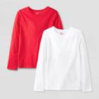 Kids' 2pk Adaptive Long Sleeve T-shirt - Cat & Jack White/red