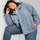 Women's Plus Size Snap Up Sherpa Jacket - Wild Fable Blue 1x, Women's,
