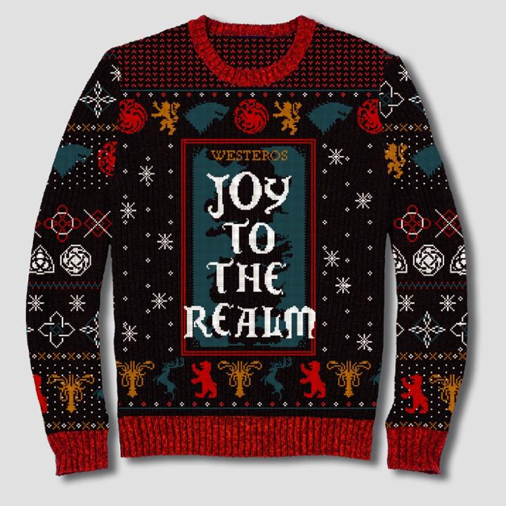 Men's Game Of Thrones Joy To The Realm Pullover Sweater - Black