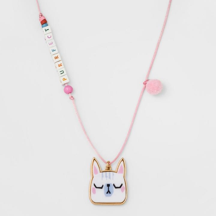 Girls' Cat Necklace - Cat & Jack One Size,