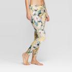 Women's Floral Print Mid-rise Activewear Leggings - Joylab Pale Yellow
