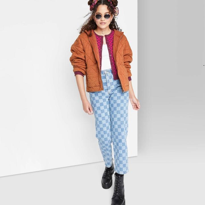 Women's Hooded Quilted Jacket - Wild Fable Rust