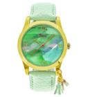 Boum Aquarelle Ladies Watercolor Dial Leather-band Watch W/hanging Tassel - Mint,