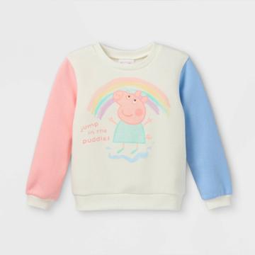 Toddler Girls' Peppa Pig Fleece Crew Neck Pullover - Cream