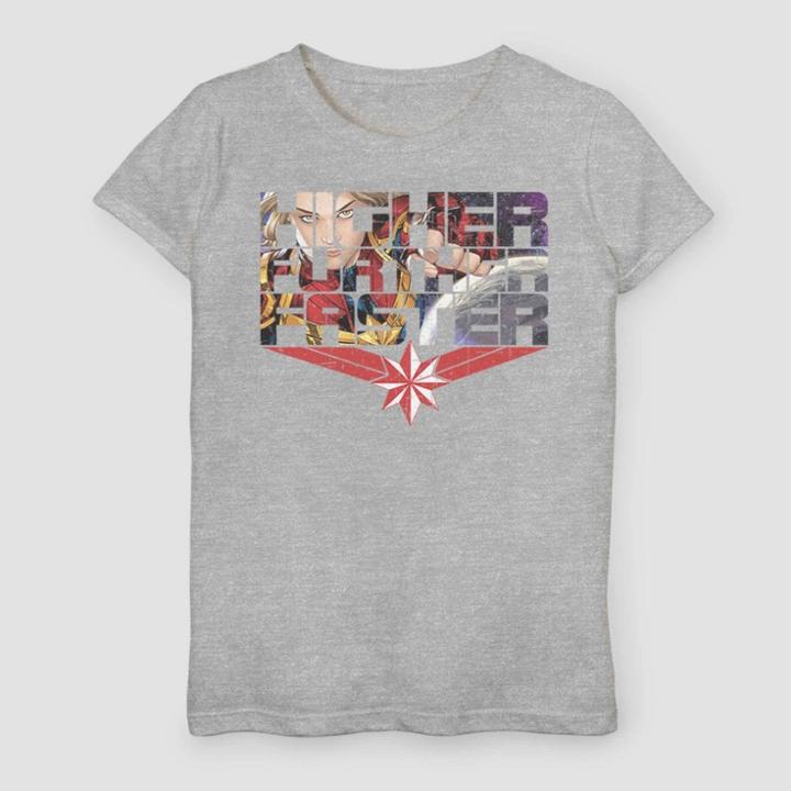 Boys' Captain Marvel Inside Comics Short Sleeve T-shirt - Heather Gray