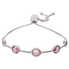 Target Adjustable Bracelet With Round Crystals From Swarovski In Silver Plate - Pink/gray