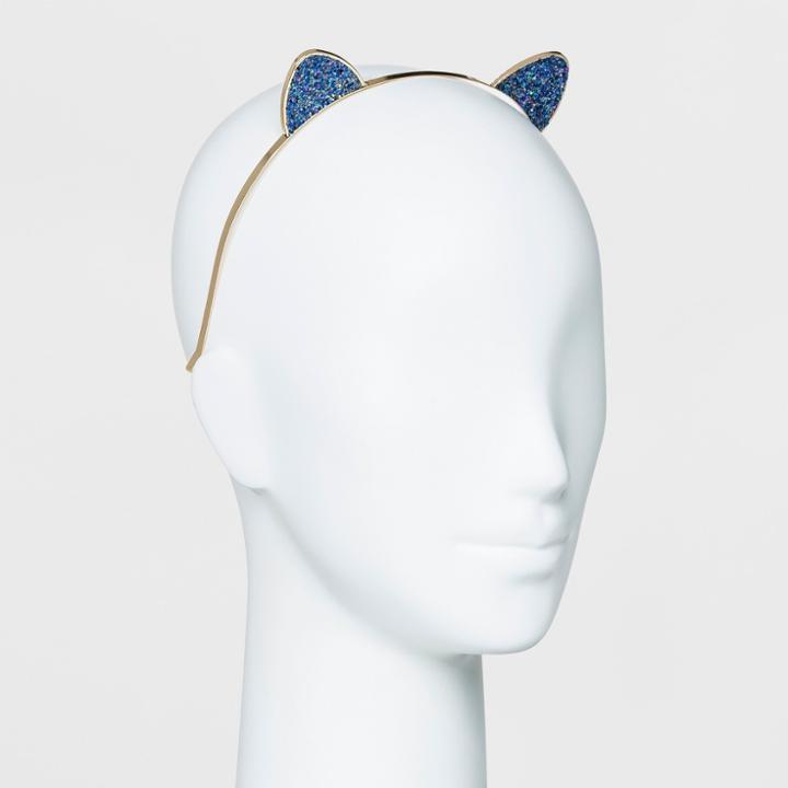 Metal Crunchy Glitter Cat Ears Headband - Wild Fable Gold