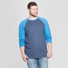 Men's Big & Tall Regular Fit Long Sleeve Baseball T-shirt - Goodfellow & Co Blue Raindrop