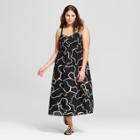 Women's Plus Size Poplin Midi Tank Dress - Who What Wear Black Print
