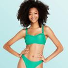 Women's Textured Sweetheart Neck Bralette Bikini Top - Stoney Clover Lane X Target Green Xxs