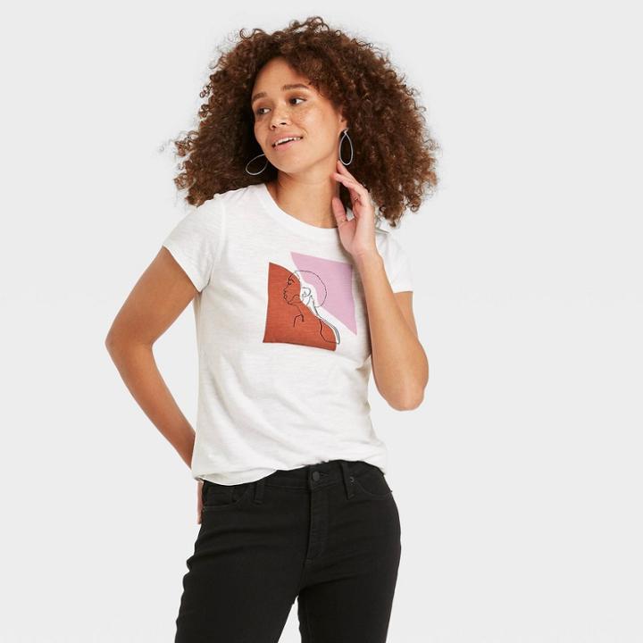 Women's Short Sleeve T-shirt - Universal Thread Purple Girl Print