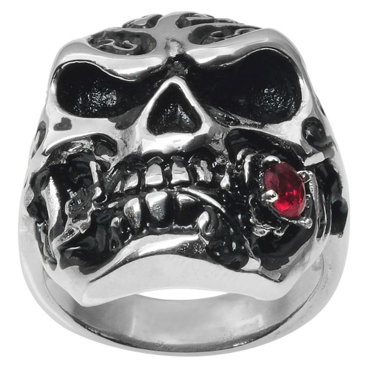 Daxx 1/3 Ct. T.w. Round Cut Cz Prong Set Skull Ring In Stainless Steel -