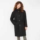 Women's Hooded Midi Teddy Coat - A New Day Black