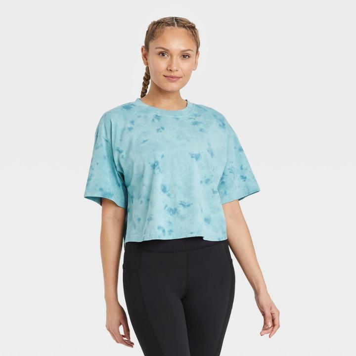 Women's Spray Dye Short Sleeve T-shirt - Joylab Aqua Green