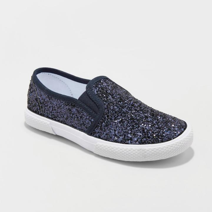 Girls' Ethana Glitter Twin Gore Sneakers - Cat & Jack Navy